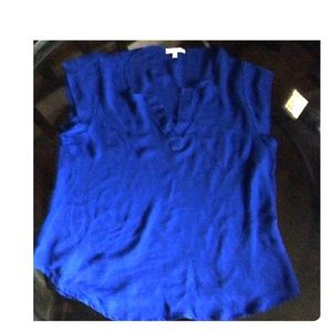 Silk land blue v neck blouse